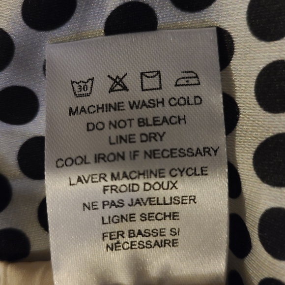 Black + White Dots Midi Skirt dRA. High-low hem Cascading ruffles Banded waist - Picture 3 of 7